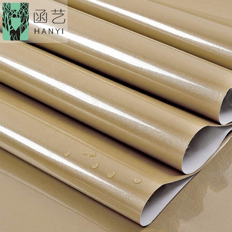 waterproof pvc stick and peel white glossy wallpaper