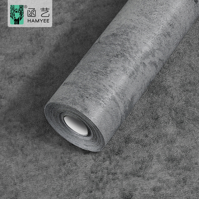 Gray concrete contact paper matte thick textured wallpaper pvc self adhesive peel and stick wall paper