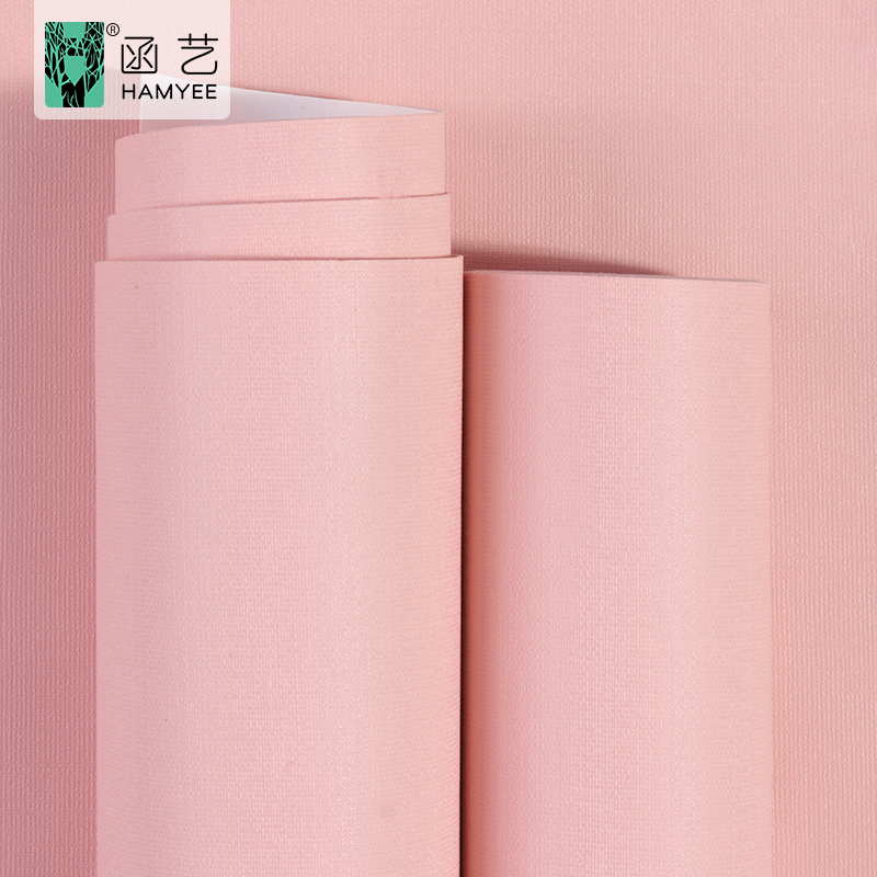 Solid pure color pink modern design peel and stick wallpaper for girl's bedroom