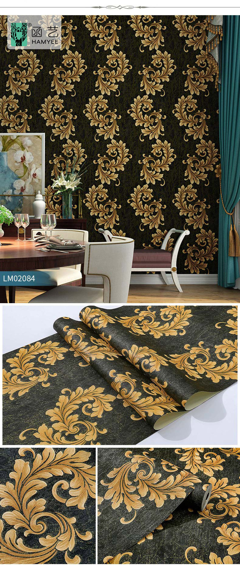 papier peint home decoration mural wallpaper 3d office wall paper wallpaper texture black gold