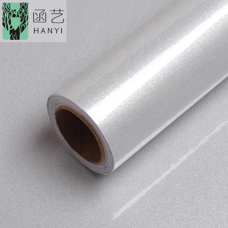 waterproof pvc stick and peel white glossy wallpaper