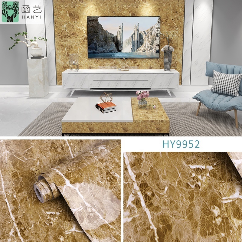 DIY Self Adhesive Marble Granite Texture Contact Paper Bathroom Gold Wallpaper Wall Paper