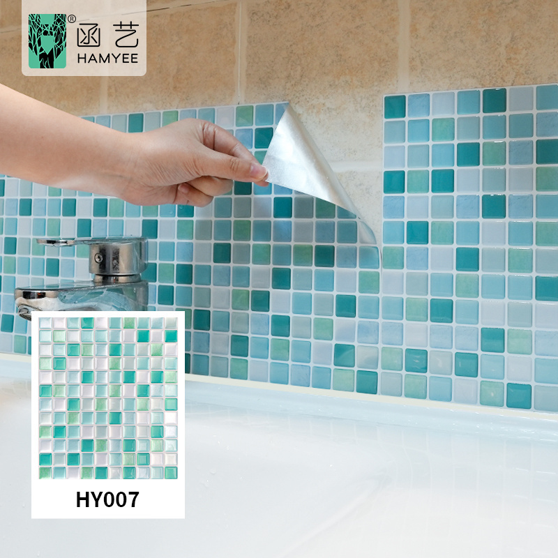 Tile mosaic wall sticker for kitchen tile adhesive peel and stick fireproof wallpaper for kitchen and bathroom