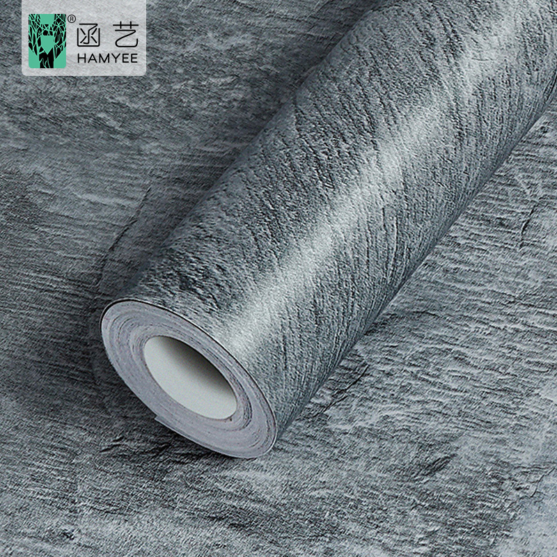 Gray concrete contact paper matte thick textured wallpaper pvc self adhesive peel and stick wall paper