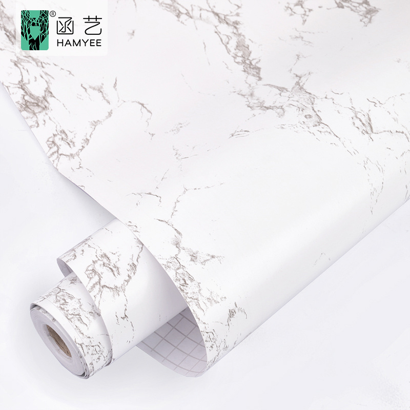 Hot selling 0.45*10m marble luxury look black vinyl wall paper wallpaper sticker paper for wall