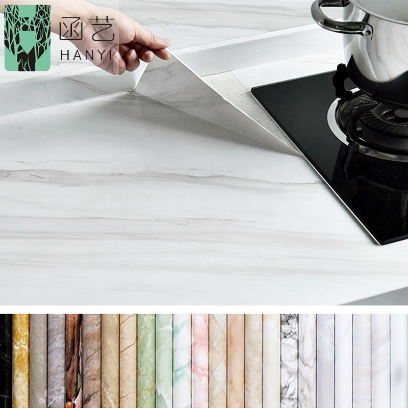 Peel and stick adhesive wall paper 3d pink kitchen counter top green marble wallpaper