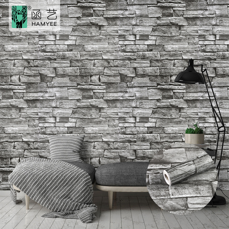 Free sample grey brick design pvc self-adhesive sticker wallpaper for wall