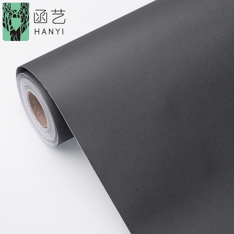 Wholesale pure color self adhesive plastic dark grey wallpaper