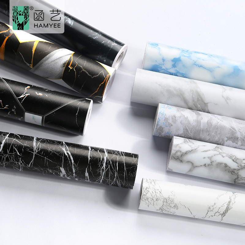 Hot selling 0.45*10m marble luxury look black vinyl wall paper wallpaper sticker paper for wall