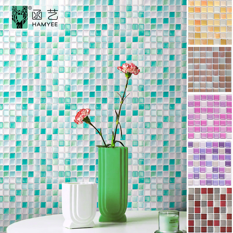 Tile mosaic wall sticker for kitchen tile adhesive peel and stick fireproof wallpaper for kitchen and bathroom