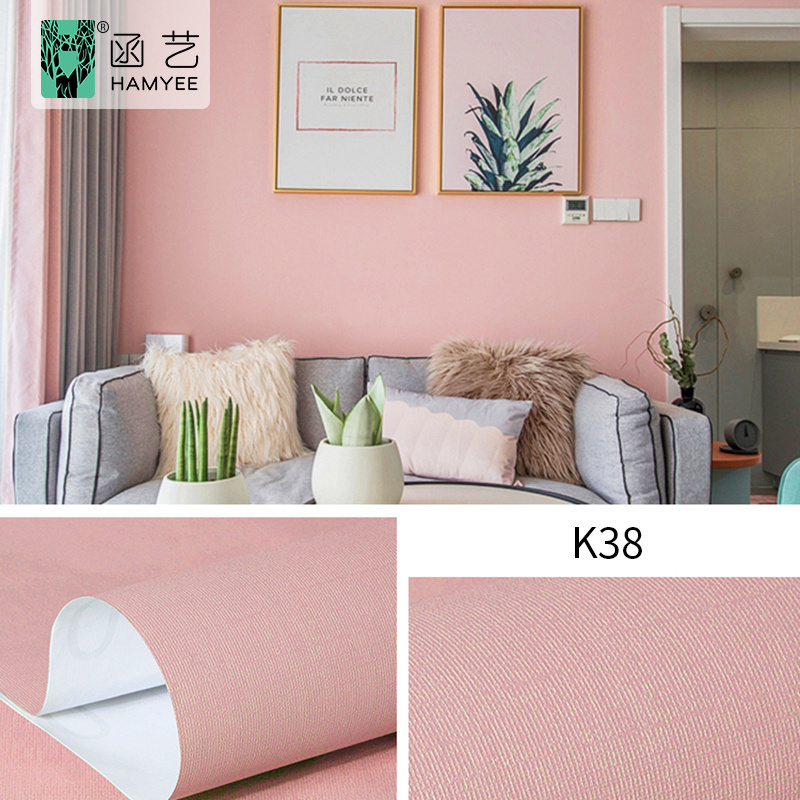 Solid pure color pink modern design peel and stick wallpaper for girl's bedroom