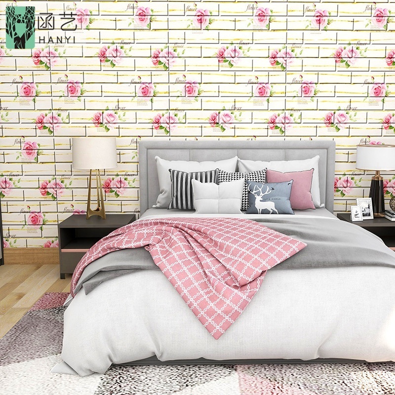 Modern Floral Home Decorative Waterproof wall panels PE Foam Self Adhesive Wall Paper Wallpaper 3D Wall sticker