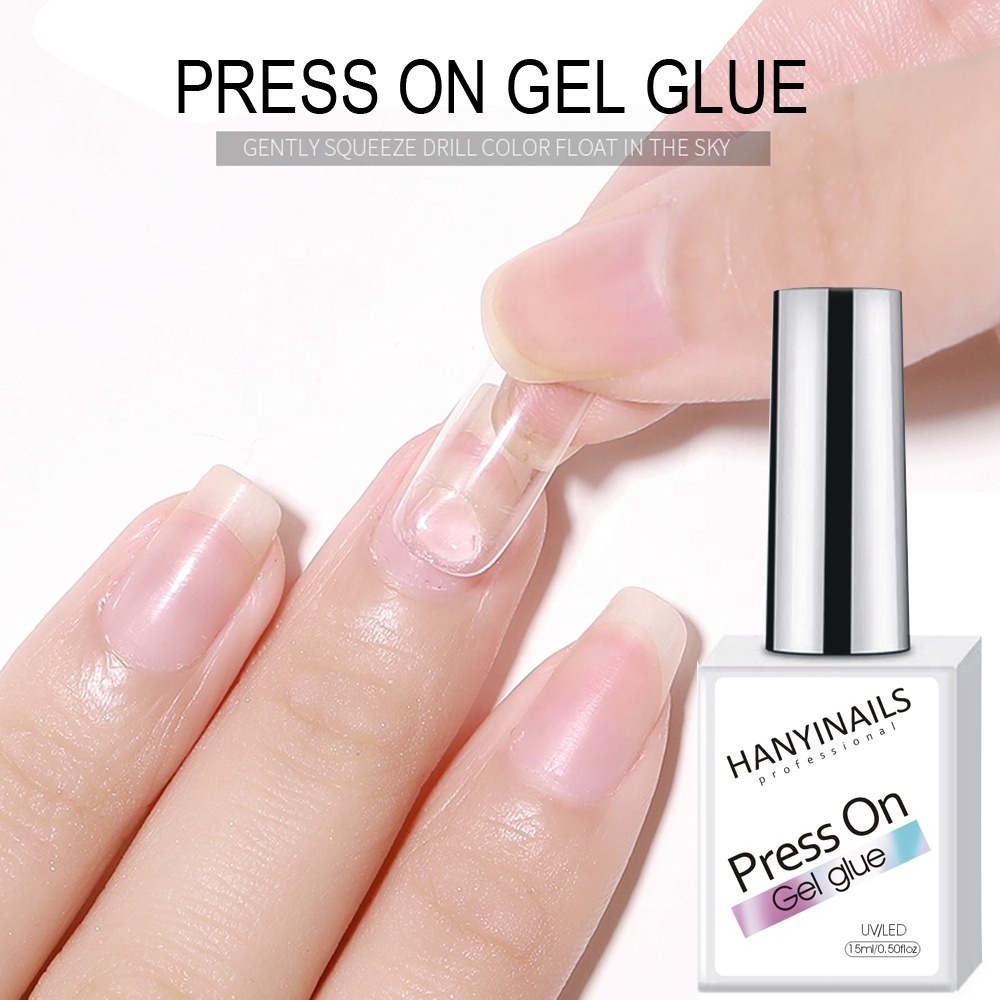 Hanyinails Lasting 30days Press on Soak Off Gel Polish Uv/led Curing Nail Glue oem Private Label Your Logo