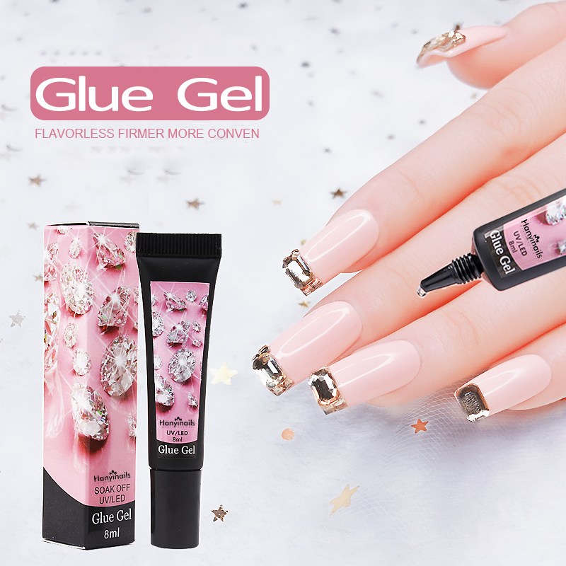 Hanyinails Diamond crystal Gel rhinestone gel glue in sharp spout tube sticker gem-on gel for nail art