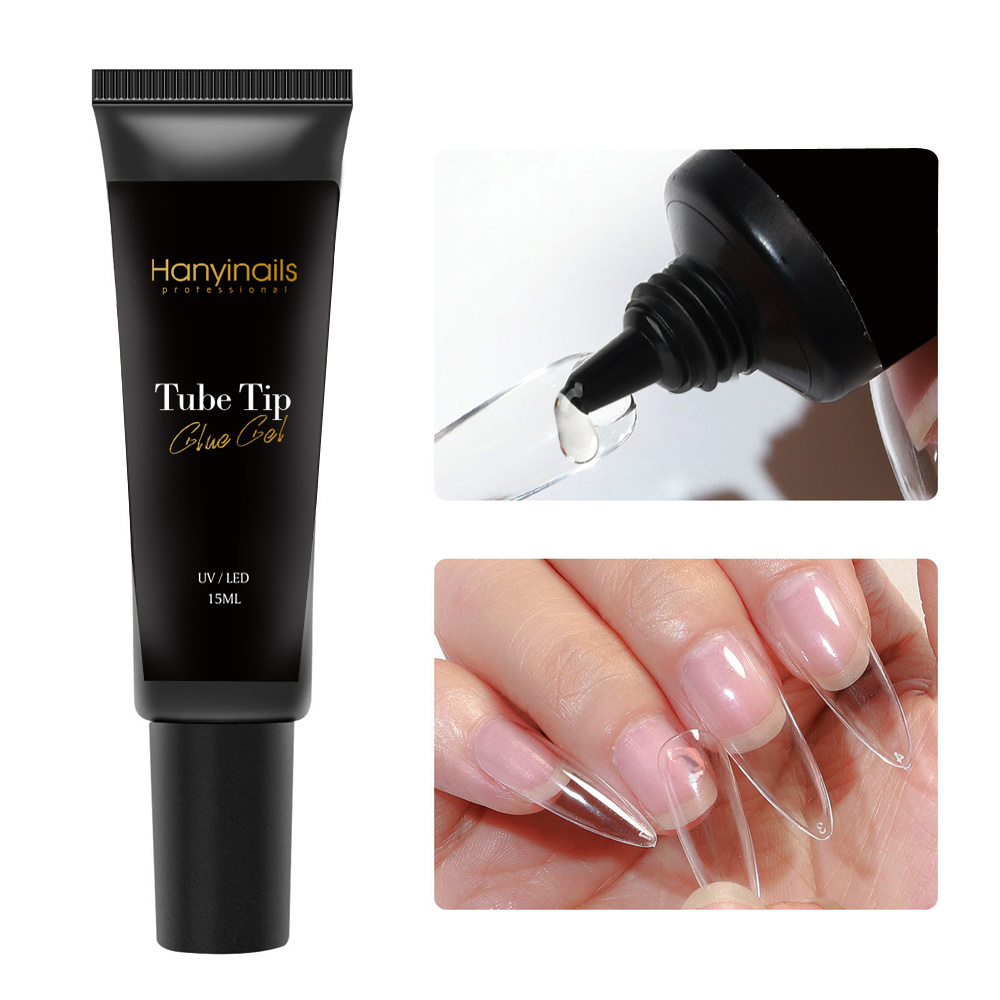 Hanyinails Nail glue stick false solid tip gel nails salon uv sticky gel nail tips glue press on gel