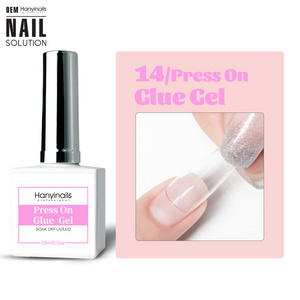 Hanyinails Customizable Logo Gel X Nail Glue 18ml Bottle Strong Sticky Nail Tip Adhesive Gel for Press On Extension in UV Gel