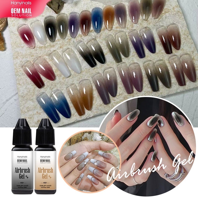 OEM private label High Pigment Ombre Spray UV Gel Airbrush Gel Nail Polish Set Vegan HEMA Free Nails Gel color for nail art