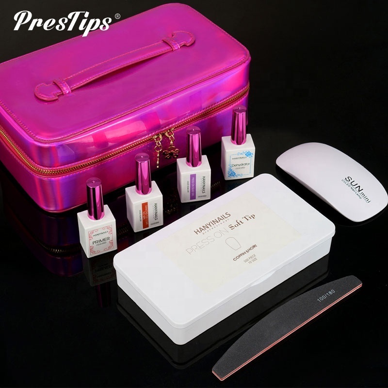 Hanyinails 600pcs/Box Transparent gel x Full Cover Extension False Nail Curved Press On Nails Soft Gel Long Nail Tips