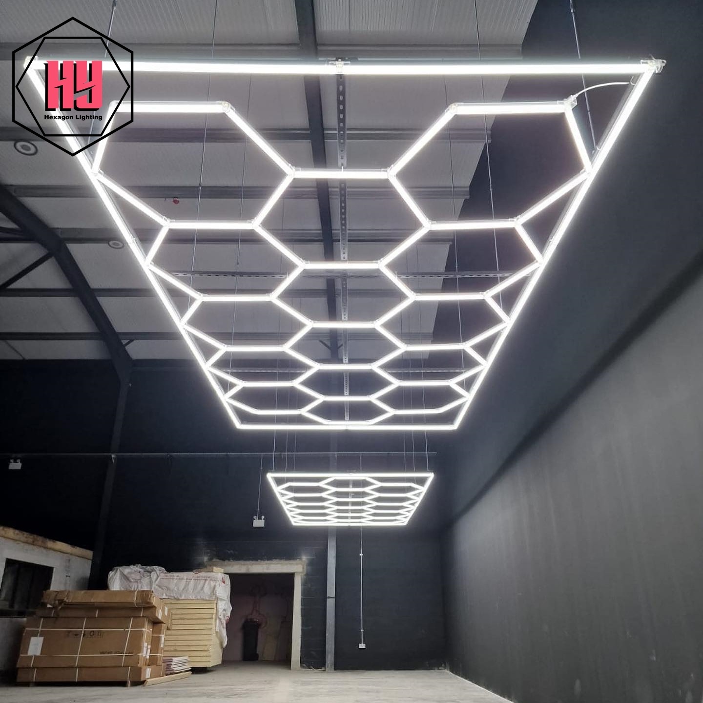 Hot Sale Car Showroom Auto Workshop  Detailing Light Design Led Workshop Light Hexagonal Ceiling Led Light