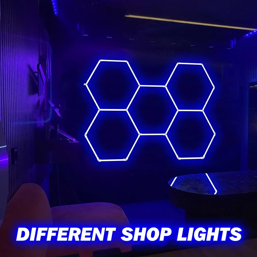 Rgb Garage Hexagrid Led Light 110V-240V for Auto Detailing Honeycomb Hexagon Ceiling Lamp for Gym Bar