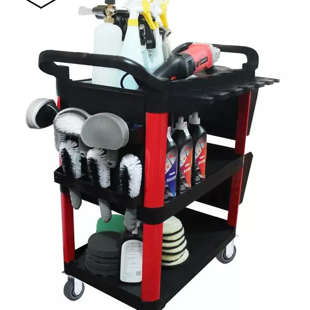 New Style Car Care Garage Rolling Trolley Garage Rolling Trolley Cart Cleaning Trolley Car Detailing Tool Cart