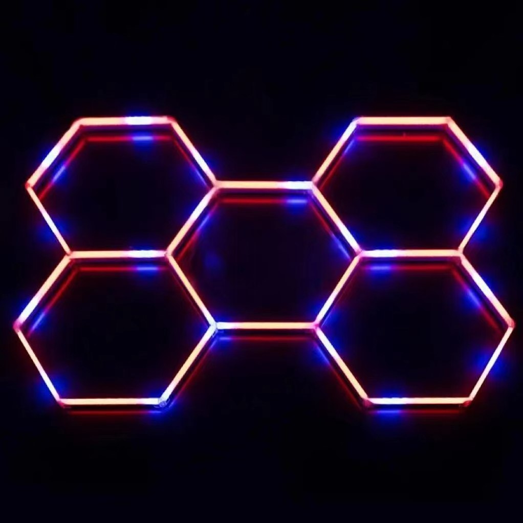 Hot Sale Car Showroom Auto Workshop Design LED Workshop Light Hexagonal Ceiling Light RGB detailing light