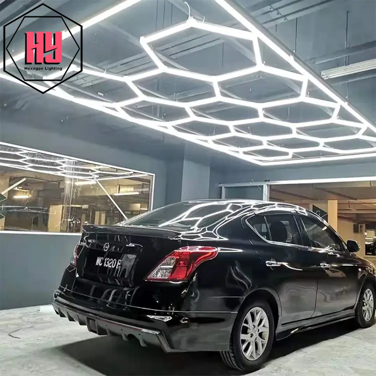 Factory supply easy to stall  Auto Detailing Car Showroom Garage Workshop Hexagon LED Lighting