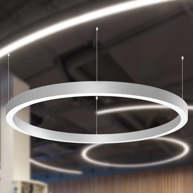 100cm 200cm 300cm Office Restaurant Lighting Dali Dimming Aluminum Housing Circle Ring Led Pendant Linear Light