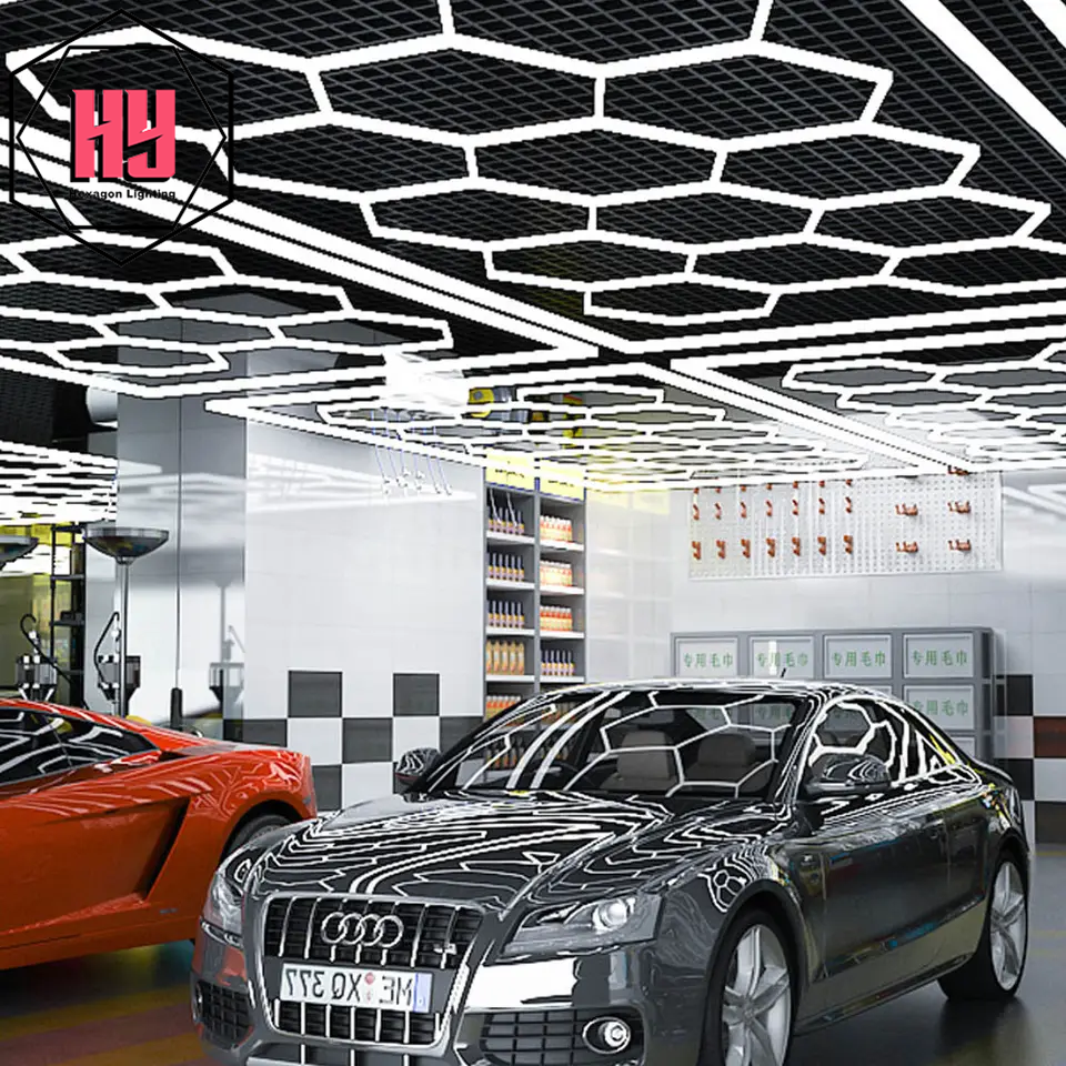 Factory supply easy to stall  Auto Detailing Car Showroom Garage Workshop Hexagon LED Lighting