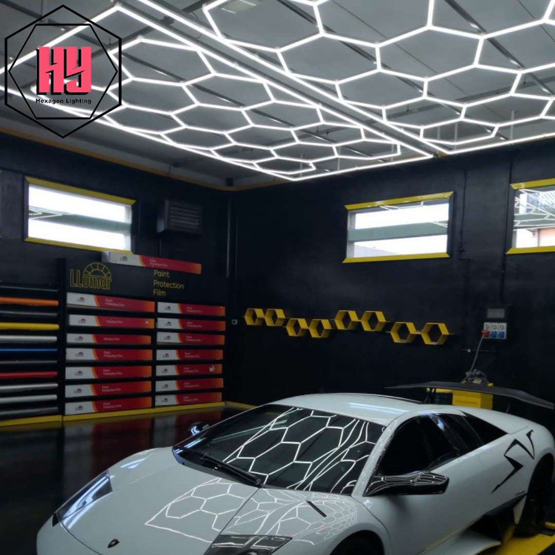 Factory supply easy to stall  Auto Detailing Car Showroom Garage Workshop Hexagon LED Lighting