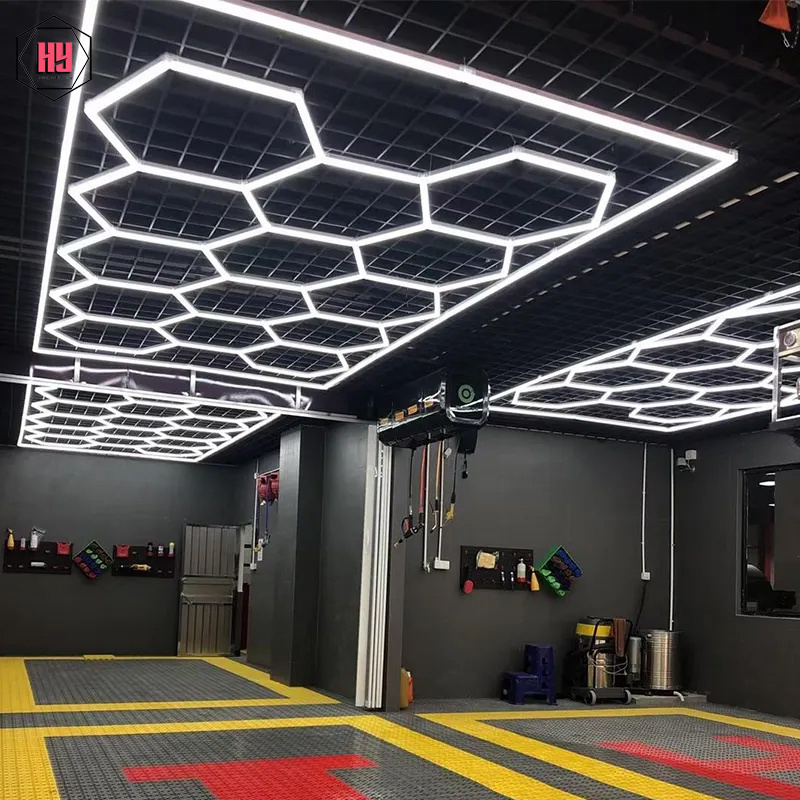 Honeycomb Auto Detailing Products Light Bar Hexagrid Lighting for Car Wash Station Garage Ceiling Design hexagonal Led Lights