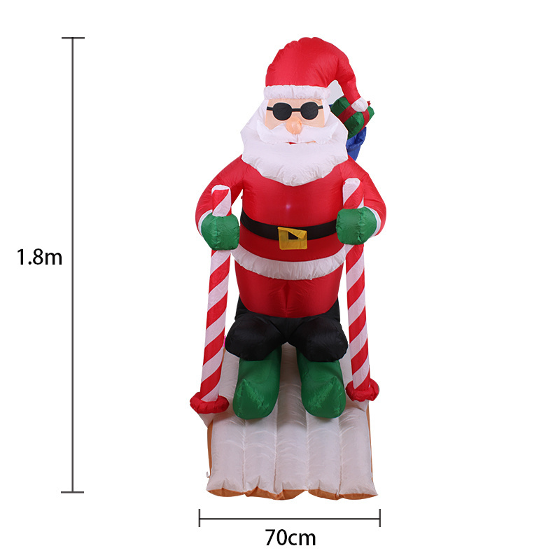 Quality 1.8m Outdoor Decoration Inflatable Christmas Claus Inflatable Skiing Santa Claus