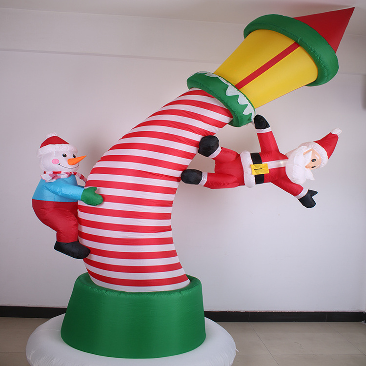 2.4m Cheap Christmas Snowman Santa Inflatable  For Decoration Inflatable Lighthouse Archway For Christmas