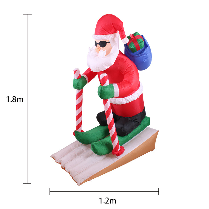 Quality 1.8m Outdoor Decoration Inflatable Christmas Claus Inflatable Skiing Santa Claus