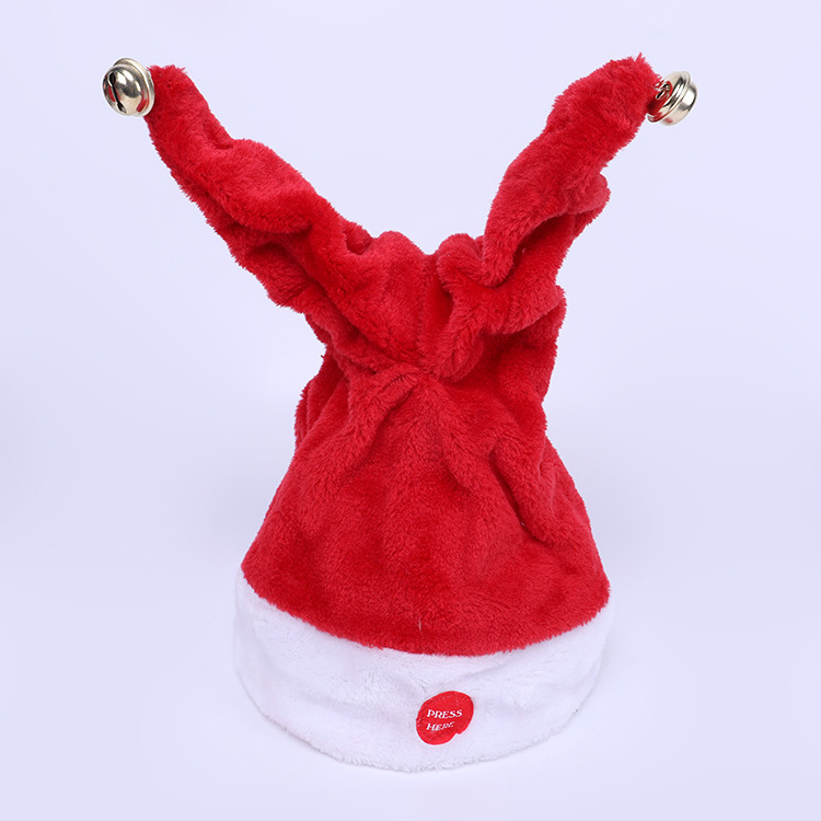 Hot Sale Electric Santa Claus Christmas Hat Magic Dancing Singing Plush Hat swing Santa Claus Hat