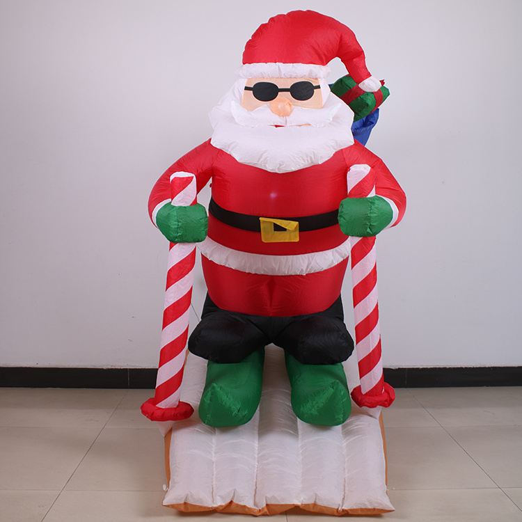 Quality 1.8m Outdoor Decoration Inflatable Christmas Claus Inflatable Skiing Santa Claus