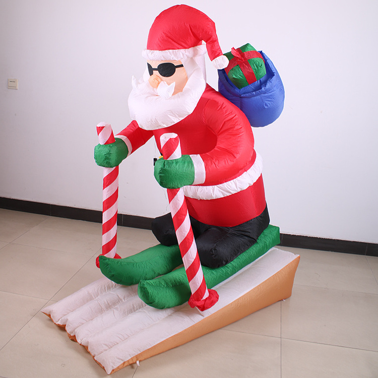 Quality 1.8m Outdoor Decoration Inflatable Christmas Claus Inflatable Skiing Santa Claus