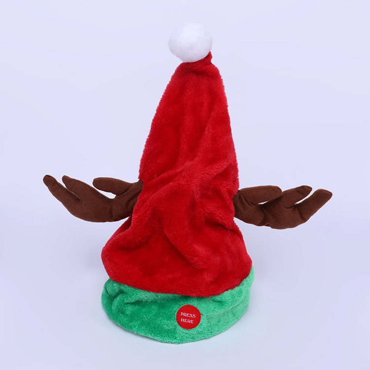 Hot Sale Electric Santa Claus Christmas Hat Magic Dancing Singing Plush Hat swing Santa Claus Hat