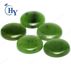 Hot sale 12mm 18mm 20mm round cabochon cut green russia Nephrite jade stone price