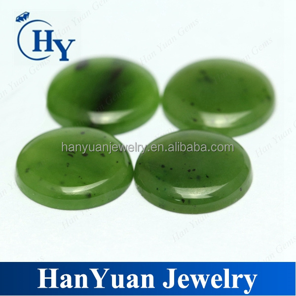 Hot sale 12mm 18mm 20mm round cabochon cut green russia Nephrite jade stone price