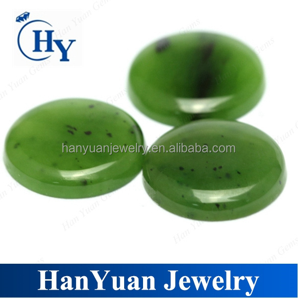 Hot sale 12mm 18mm 20mm round cabochon cut green russia Nephrite jade stone price