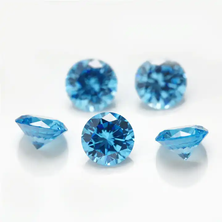 High quality loose aqua bule cz stone grade 5A synthetic round cut aquamarine cubic zirconia