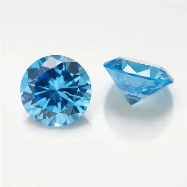 High quality loose aqua bule cz stone grade 5A synthetic round cut aquamarine cubic zirconia