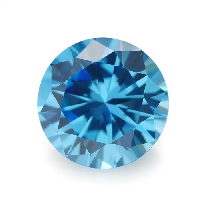 High quality loose aqua bule cz stone grade 5A synthetic round cut aquamarine cubic zirconia