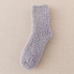 Wholesale men fuzzy fluffy warm super soft long cozy winter socks women polyester cozy feather yarn socks