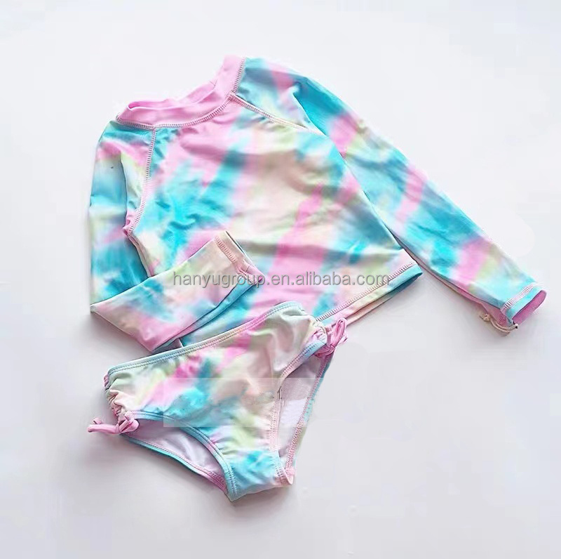 Toddler Girl Tie-Die One Piece Rash Guard Swimsuit Bikini Cross Strap Top Tankini Top and Bottoms Swimsuit Set