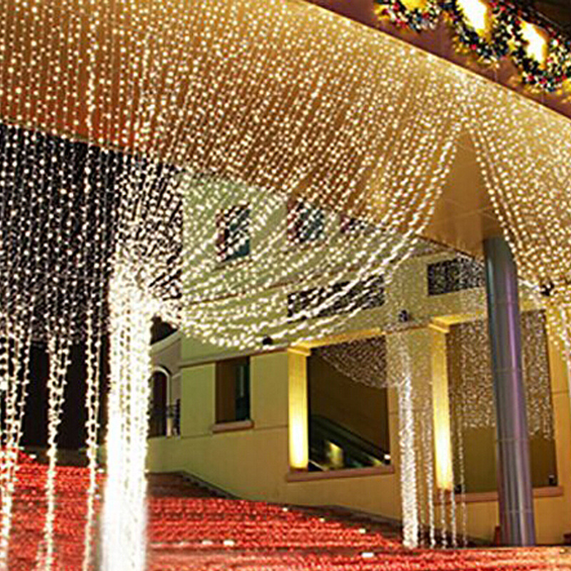 led curtain waterfall light 3*3 meters 300 lights Christmas day full of stars window decoration light string manufacturers