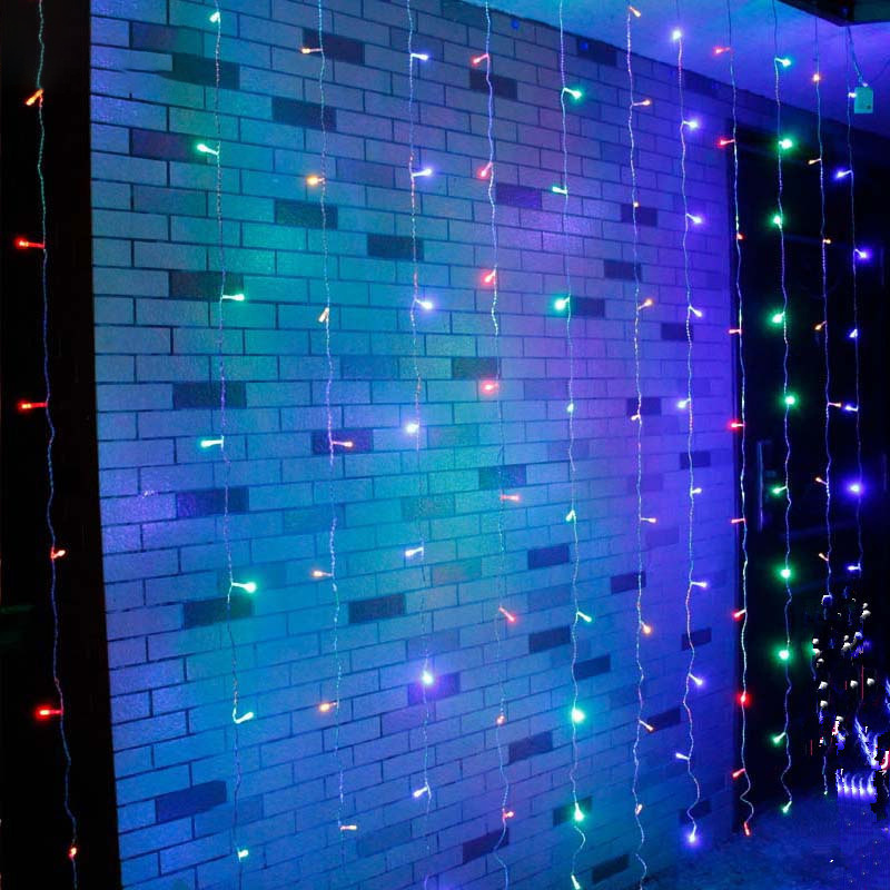 led curtain waterfall light 3*3 meters 300 lights Christmas day full of stars window decoration light string manufacturers