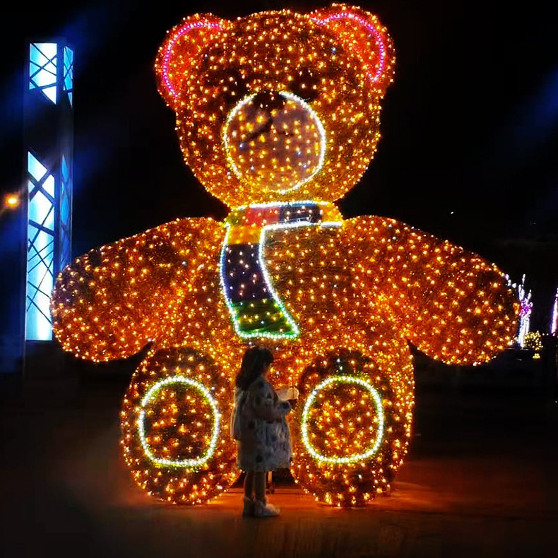 outdoor lighted polar bears christmas decorations 3D Giant motif Bear for shopping mall Holiday modeling light