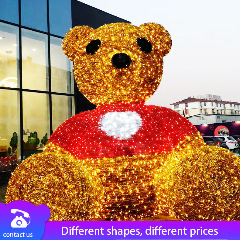 outdoor lighted polar bears christmas decorations 3D Giant motif Bear for shopping mall Holiday modeling light